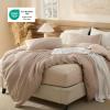imageBedsure 100 Cotton Duvet Cover Queen Size with Fitted Sheet  4 Pieces Coconut White Waffle Weave Bedding Set GentleSoft and Breathable Includes 1 Duvet Cover 90x90 1 Fitted Sheet 2 Pillow Shams05  Khaki No Comforter