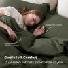 imageBedsure 100 Cotton Duvet Cover Queen Size with Fitted Sheet  4 Pieces Coconut White Waffle Weave Bedding Set GentleSoft and Breathable Includes 1 Duvet Cover 90x90 1 Fitted Sheet 2 Pillow Shams14  Olive Green No Comforter