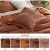 imageBedsure 100 Cotton Duvet Cover Queen Size with Fitted Sheet  4 Pieces Coconut White Waffle Weave Bedding Set GentleSoft and Breathable Includes 1 Duvet Cover 90x90 1 Fitted Sheet 2 Pillow Shams21  Cooling Burn Orange No Comforter