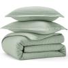 imageBedsure 100 Cotton Duvet Cover Queen Size with Fitted Sheet  4 Pieces Coconut White Waffle Weave Bedding Set GentleSoft and Breathable Includes 1 Duvet Cover 90x90 1 Fitted Sheet 2 Pillow Shams11  Sage Green No Comforter