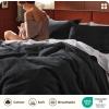 imageBedsure 100 Cotton Duvet Cover Queen Size with Fitted Sheet  4 Pieces Coconut White Waffle Weave Bedding Set GentleSoft and Breathable Includes 1 Duvet Cover 90x90 1 Fitted Sheet 2 Pillow Shams19  Black No Comforter