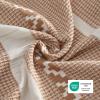 imageBedsure 100 Cotton Duvet Cover Queen Size with Fitted Sheet  4 Pieces Coconut White Waffle Weave Bedding Set GentleSoft and Breathable Includes 1 Duvet Cover 90x90 1 Fitted Sheet 2 Pillow Shams19  Strip Terracotta No Comforter