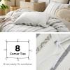 imageBedsure 100 Cotton Duvet Cover Queen Size with Fitted Sheet  4 Pieces Coconut White Waffle Weave Bedding Set GentleSoft and Breathable Includes 1 Duvet Cover 90x90 1 Fitted Sheet 2 Pillow Shams19  Strip White No Comforter