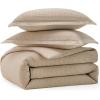 imageBedsure 100 Cotton Duvet Cover Queen Size with Fitted Sheet  4 Pieces Coconut White Waffle Weave Bedding Set GentleSoft and Breathable Includes 1 Duvet Cover 90x90 1 Fitted Sheet 2 Pillow Shams05  Khaki No Comforter