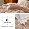 imageBedsure 100 Cotton Duvet Cover Queen Size with Fitted Sheet  4 Pieces Coconut White Waffle Weave Bedding Set GentleSoft and Breathable Includes 1 Duvet Cover 90x90 1 Fitted Sheet 2 Pillow Shams19  Strip Terracotta No Comforter