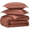 imageBedsure 100 Cotton Duvet Cover Queen Size with Fitted Sheet  4 Pieces Coconut White Waffle Weave Bedding Set GentleSoft and Breathable Includes 1 Duvet Cover 90x90 1 Fitted Sheet 2 Pillow Shams07  Burnt Orange No Comforter