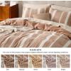 imageBedsure 100 Cotton Duvet Cover Queen Size with Fitted Sheet  4 Pieces Coconut White Waffle Weave Bedding Set GentleSoft and Breathable Includes 1 Duvet Cover 90x90 1 Fitted Sheet 2 Pillow Shams19  Strip Terracotta No Comforter