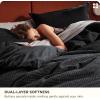imageBedsure 100 Cotton Duvet Cover Queen Size with Fitted Sheet  4 Pieces Coconut White Waffle Weave Bedding Set GentleSoft and Breathable Includes 1 Duvet Cover 90x90 1 Fitted Sheet 2 Pillow Shams19  Black No Comforter
