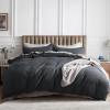 imageBedsure 100 Cotton Duvet Cover Queen Size with Fitted Sheet  4 Pieces Coconut White Waffle Weave Bedding Set GentleSoft and Breathable Includes 1 Duvet Cover 90x90 1 Fitted Sheet 2 Pillow Shams19  Charcoal No Comforter