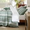 imageBedsure 100 Cotton Duvet Cover Queen Size with Fitted Sheet  4 Pieces Coconut White Waffle Weave Bedding Set GentleSoft and Breathable Includes 1 Duvet Cover 90x90 1 Fitted Sheet 2 Pillow Shams19  Strip Green No Comforter