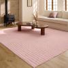 imageBedsure 5x7 Faux Wool Area Rugs for Living Room Machine Washable Carpet NonSlip Backing Pet Friendly Throw Rug for Bedroom Dining Room Gray03  Strawberry Cream