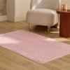 imageBedsure 5x7 Faux Wool Area Rugs for Living Room Machine Washable Carpet NonSlip Backing Pet Friendly Throw Rug for Bedroom Dining Room Gray03  Strawberry Cream