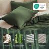imageBedsure Cooling Muslin Cotton Duvet Cover Queen Size  Cotton Blend Rayon Derived from Bamboo Duvet Covet Set for Hot Sleepers  UltraSoft ampamp Breathable ampamp Lightweight Bedding Set Oat Milk 90quotx90quot04  Cooling Muslin  Olive Green No Comforter