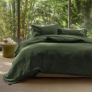 imageBedsure Cooling Muslin Cotton Duvet Cover Queen Size  Cotton Blend Rayon Derived from Bamboo Duvet Covet Set for Hot Sleepers  UltraSoft ampamp Breathable ampamp Lightweight Bedding Set Oat Milk 90quotx90quot04  Cooling Muslin  Olive Green No Comforter