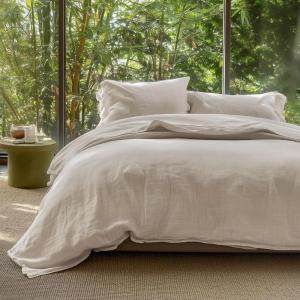 imageBedsure Cooling Muslin Cotton Duvet Cover Queen Size  Cotton Blend Rayon Derived from Bamboo Duvet Covet Set for Hot Sleepers  UltraSoft ampamp Breathable ampamp Lightweight Bedding Set Oat Milk 90quotx90quot05  Cooling Muslin  Oat Milk No Comforter