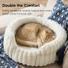 imageBedsure ComfyFleece Small Cat Bed Washable Round Cute Pet Beds for Indoor Cats Super Soft Corduroy Kitten Bed with AntiSlip Bottom 20x20x8 Warm GrayCream
