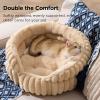 imageBedsure ComfyFleece Small Cat Bed Washable Round Cute Pet Beds for Indoor Cats Super Soft Corduroy Kitten Bed with AntiSlip Bottom 20x20x8 Warm GraySandy Beige