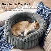 imageBedsure ComfyFleece Small Cat Bed Washable Round Cute Pet Beds for Indoor Cats Super Soft Corduroy Kitten Bed with AntiSlip Bottom 20x20x8 Warm GrayWarm Gray