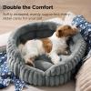 imageBedsure ComfyFleece Small Cat Bed Washable Round Cute Pet Beds for Indoor Cats Super Soft Corduroy Kitten Bed with AntiSlip Bottom 20x20x8 Warm GrayWarm Gray