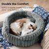 imageBedsure ComfyFleece Small Cat Bed Washable Round Cute Pet Beds for Indoor Cats Super Soft Corduroy Kitten Bed with AntiSlip Bottom 20x20x8 Warm GrayWarm Gray