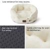 imageBedsure Dog Bed for Medium Dogs  Round Washable Medium Pet Bed AntiSlip Donut Fluffy Plush Indoor Fur Cat Bed 28 inches CamelAngelic Ivory