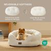 imageBedsure Dog Bed for Medium Dogs  Round Washable Medium Pet Bed AntiSlip Donut Fluffy Plush Indoor Fur Cat Bed 28 inches CamelAngelic Ivory