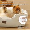 imageBedsure Dog Bed for Medium Dogs  Round Washable Medium Pet Bed AntiSlip Donut Fluffy Plush Indoor Fur Cat Bed 28 inches CamelAngelic Ivory