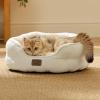 imageBedsure Dog Bed for Medium Dogs  Round Washable Medium Pet Bed AntiSlip Donut Fluffy Plush Indoor Fur Cat Bed 28 inches CamelAngelic Ivory