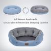 imageBedsure Dog Bed for Medium Dogs  Round Washable Medium Pet Bed AntiSlip Donut Fluffy Plush Indoor Fur Cat Bed 28 inches CamelArctic Blue