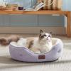imageBedsure Dog Bed for Medium Dogs  Round Washable Medium Pet Bed AntiSlip Donut Fluffy Plush Indoor Fur Cat Bed 28 inches CamelAzure Lilac