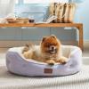 imageBedsure Dog Bed for Medium Dogs  Round Washable Medium Pet Bed AntiSlip Donut Fluffy Plush Indoor Fur Cat Bed 28 inches CamelAzure Lilac