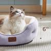 imageBedsure Dog Bed for Medium Dogs  Round Washable Medium Pet Bed AntiSlip Donut Fluffy Plush Indoor Fur Cat Bed 28 inches CamelAzure Lilac