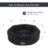imageBedsure Dog Bed for Medium Dogs  Round Washable Medium Pet Bed AntiSlip Donut Fluffy Plush Indoor Fur Cat Bed 28 inches CamelBlack