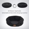 imageBedsure Dog Bed for Medium Dogs  Round Washable Medium Pet Bed AntiSlip Donut Fluffy Plush Indoor Fur Cat Bed 28 inches CamelBlack