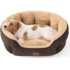 imageBedsure Dog Bed for Medium Dogs  Round Washable Medium Pet Bed AntiSlip Donut Fluffy Plush Indoor Fur Cat Bed 28 inches CamelBrown