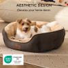 imageBedsure Dog Bed for Medium Dogs  Round Washable Medium Pet Bed AntiSlip Donut Fluffy Plush Indoor Fur Cat Bed 28 inches CamelBrown