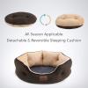 imageBedsure Dog Bed for Medium Dogs  Round Washable Medium Pet Bed AntiSlip Donut Fluffy Plush Indoor Fur Cat Bed 28 inches CamelBrown