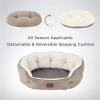 imageBedsure Dog Bed for Medium Dogs  Round Washable Medium Pet Bed AntiSlip Donut Fluffy Plush Indoor Fur Cat Bed 28 inches CamelCamel
