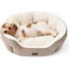 imageBedsure Dog Bed for Medium Dogs  Round Washable Medium Pet Bed AntiSlip Donut Fluffy Plush Indoor Fur Cat Bed 28 inches CamelCamel