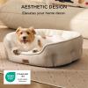 imageBedsure Dog Bed for Medium Dogs  Round Washable Medium Pet Bed AntiSlip Donut Fluffy Plush Indoor Fur Cat Bed 28 inches CamelCamel
