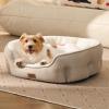imageBedsure Dog Bed for Medium Dogs  Round Washable Medium Pet Bed AntiSlip Donut Fluffy Plush Indoor Fur Cat Bed 28 inches CamelCamel