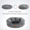 imageBedsure Dog Bed for Medium Dogs  Round Washable Medium Pet Bed AntiSlip Donut Fluffy Plush Indoor Fur Cat Bed 28 inches CamelGrey
