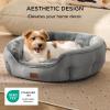 imageBedsure Dog Bed for Medium Dogs  Round Washable Medium Pet Bed AntiSlip Donut Fluffy Plush Indoor Fur Cat Bed 28 inches CamelGrey