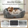 imageBedsure Dog Bed for Medium Dogs  Round Washable Medium Pet Bed AntiSlip Donut Fluffy Plush Indoor Fur Cat Bed 28 inches CamelGrey