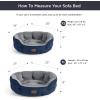 imageBedsure Dog Bed for Medium Dogs  Round Washable Medium Pet Bed AntiSlip Donut Fluffy Plush Indoor Fur Cat Bed 28 inches CamelNavy