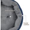 imageBedsure Dog Bed for Medium Dogs  Round Washable Medium Pet Bed AntiSlip Donut Fluffy Plush Indoor Fur Cat Bed 28 inches CamelNavy