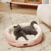 imageBedsure Dog Bed for Medium Dogs  Round Washable Medium Pet Bed AntiSlip Donut Fluffy Plush Indoor Fur Cat Bed 28 inches CamelPeach Pink