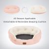 imageBedsure Dog Bed for Medium Dogs  Round Washable Medium Pet Bed AntiSlip Donut Fluffy Plush Indoor Fur Cat Bed 28 inches CamelPeach Pink