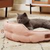imageBedsure Dog Bed for Medium Dogs  Round Washable Medium Pet Bed AntiSlip Donut Fluffy Plush Indoor Fur Cat Bed 28 inches CamelPeach Pink