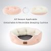imageBedsure Dog Bed for Medium Dogs  Round Washable Medium Pet Bed AntiSlip Donut Fluffy Plush Indoor Fur Cat Bed 28 inches CamelPeach Pink